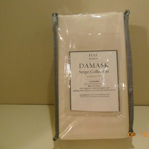 WAMSUTTA DAMASK STRIPE FULL BEDSKIRT IVORY - BRAND NEW IN PACKAGE - Picture 2 of 4